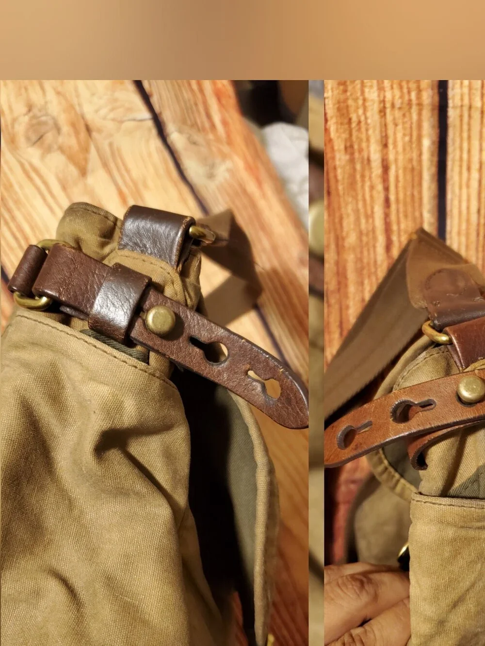 J.Crew Khaki Messenger Bag - Abingdon Waxed Canvas Leather Trim 51657 Rugged